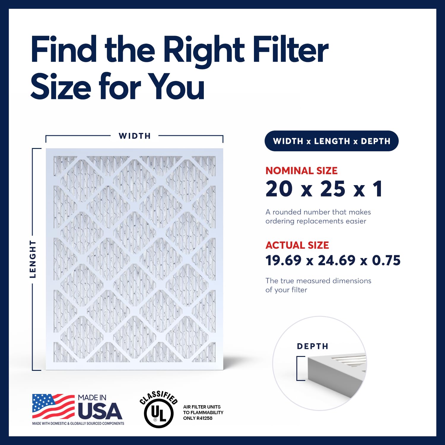 BNX TruFilter MERV 13 - Filtro de aire de 20 x 25 x 1 pulgadas (paquete de 6) – Fabricado en Estados Unidos – Electrostático plisado aire acondicionado HVAC filtros de horno para alergias, polen,