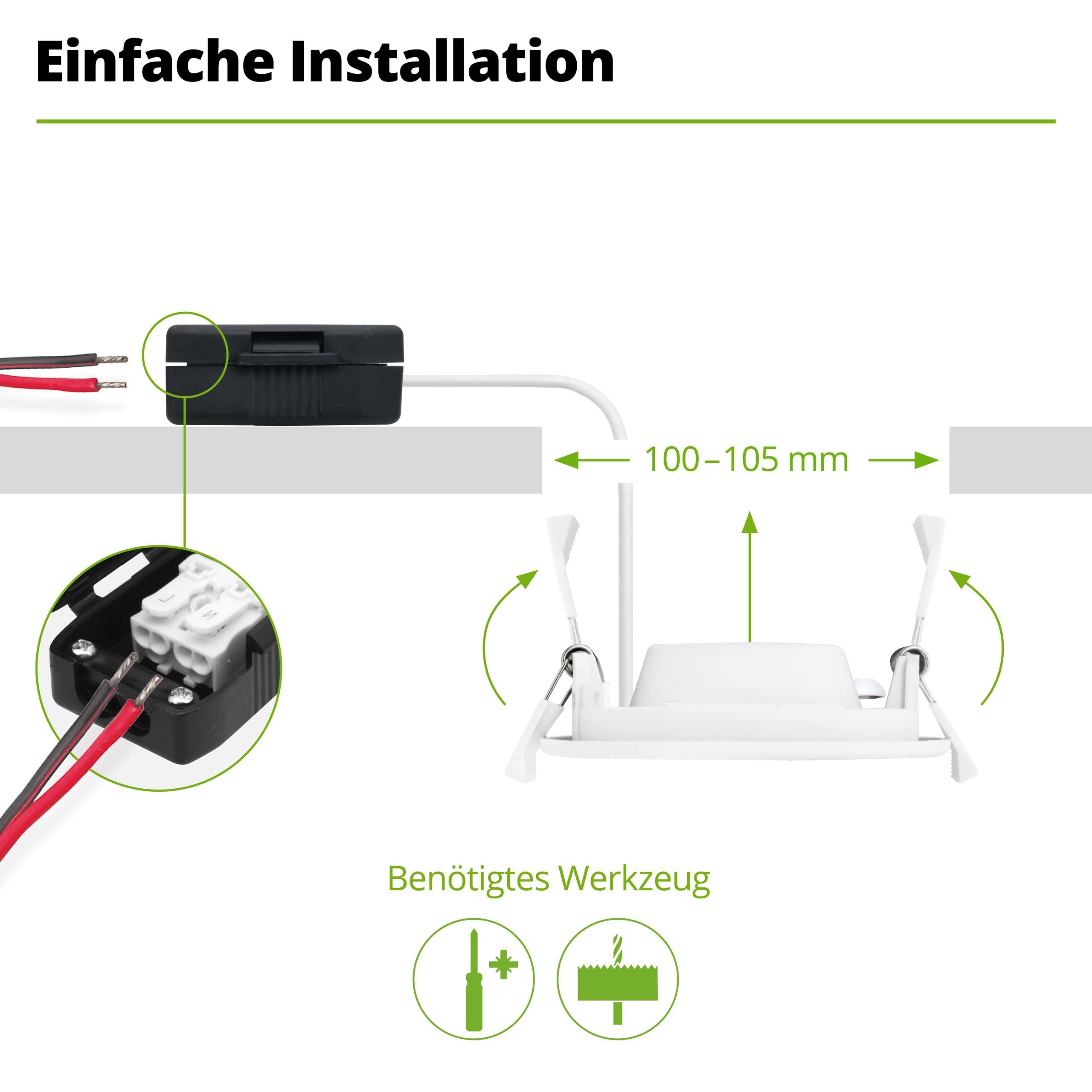 HAGEMANN® 9 x LED Einbaustrahler IP44 6 Watt 500lm Ø 105 mm Bohrloch 230V spritzwassergeschützte Badezimmer Einbauleuchte ultra flach 26mm Einbautiefe