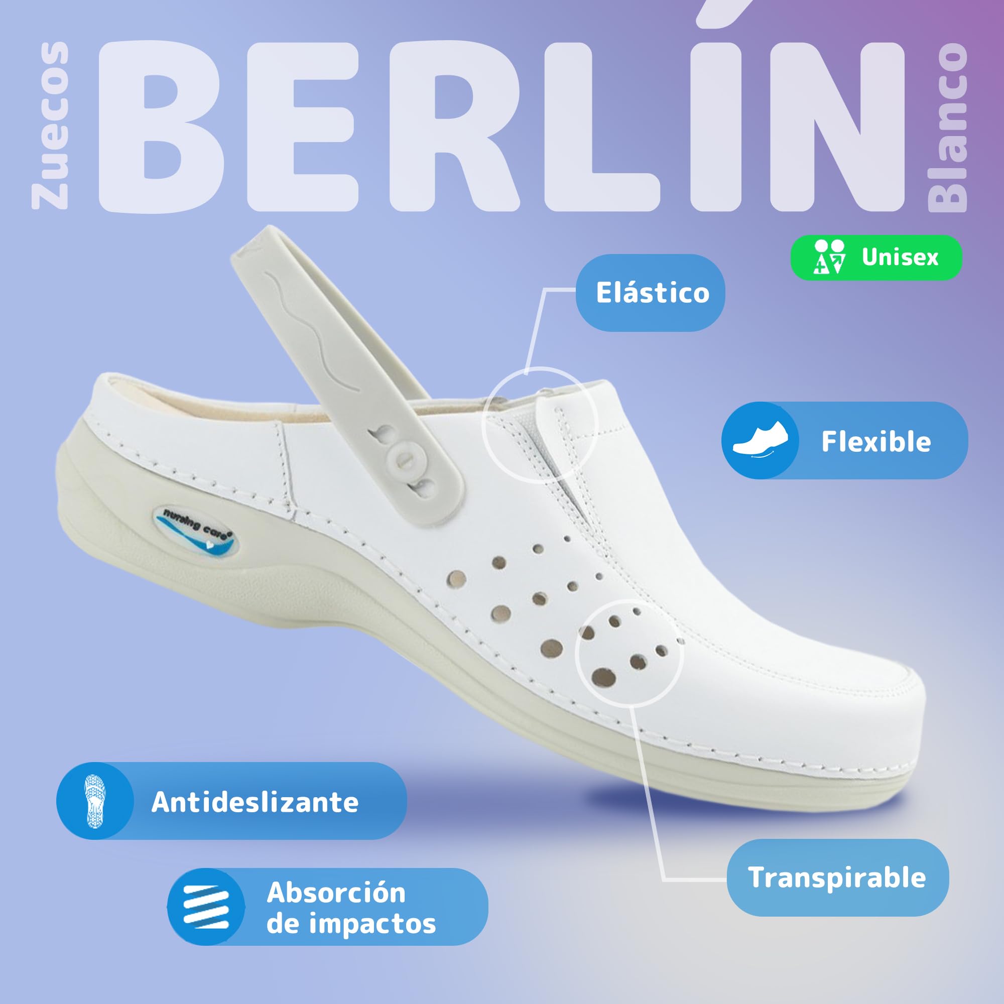 Zuecos de Piel Wash'Go Berlín, Mujer y Hombre, Hospital o Domésticos