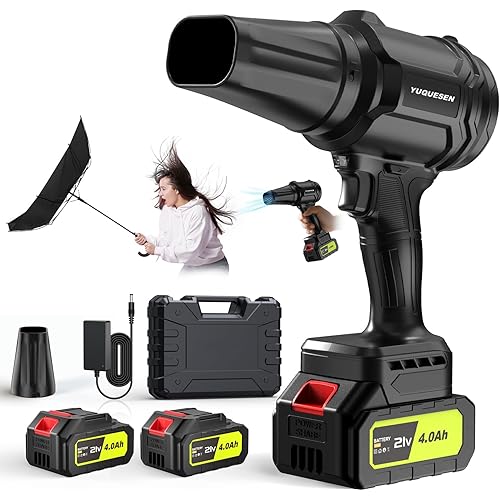 Cordless Leaf Blower, 980,000 RPM Handheld Leaf Blower with 2 X 4.0Ah Batteries & Charger, Lightweight Leaf Blowers for Patio Cleaning, Lawn Care, Leaves, Dust - Jet Black