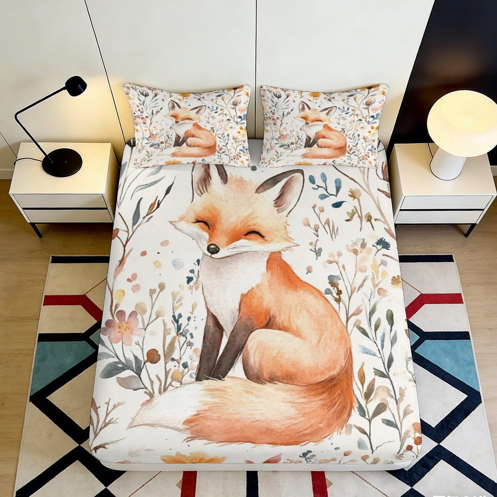 3D Printed Owl Theme Microfiber Fitted Sheet Deep Pocket Non-Slip Adult Bedroom Bedding Owl Mattress Fitted Cover Washable 90x200x25cm
