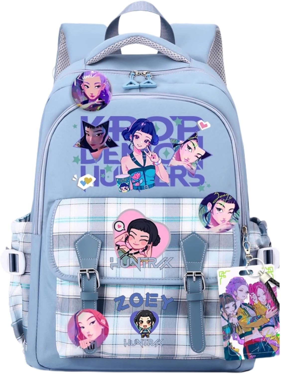K-POP Backpack with Cute Accessories Anime Cartoon Anti-Theft Travel New Semester Gifts Bag... (Blue-07)