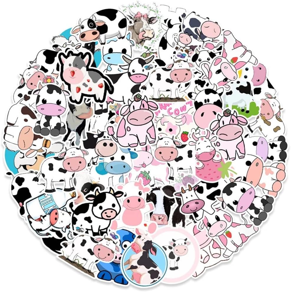 HNTR® Cute Cow Stickers | 50 Moo-Tastic Farm Stickers | Animal Sticker Pack for Scrapbooks & Laptops