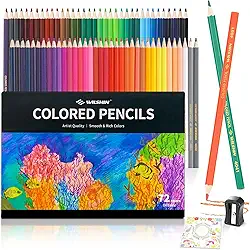 Lápis de cor para livros de colorir adultos, conjunto de 72 lápis de cor para esboçar, desenhar, colorir e pintar, lápis pré-afiado para iniciantes, materiais de arte ideais para artistas