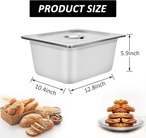 Miniatura 2 de DatingDay Paquete de 4 bandejas de vapor inoxidable para hotel, tamaño 12 x 6 pulgadas de profundidad, calibre 220.028 in de grosor, sartén de acero