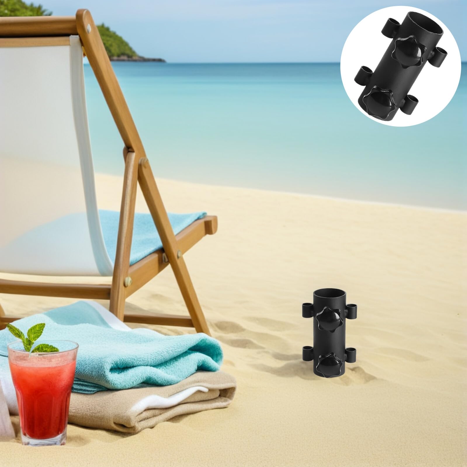 Housoutil Supporto per Palo da Campeggio in Acciaio Antivento Regolabile Doppio Dado Morsetto per Ombrellone da Giardino Set 4 Pezzi per Outdoor Barbecue e Festival all’Aperto
