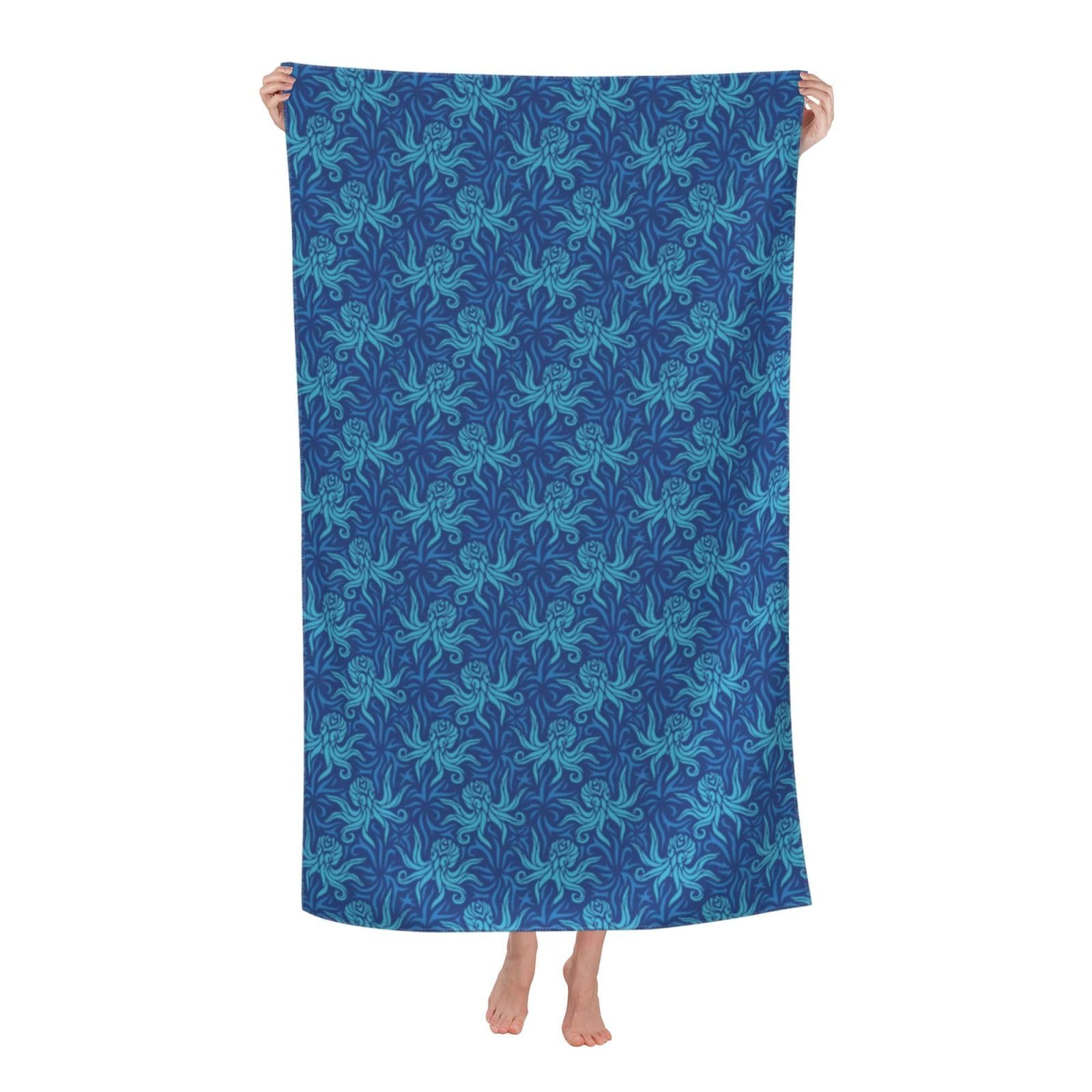 LSRCPD Beach Towel Octopus Pattern Microfiber Beach Towels Blanket Oversized Tropical Big Extra Large XL Pool Towels Quick Dry Sandproof for Women Girls Kids