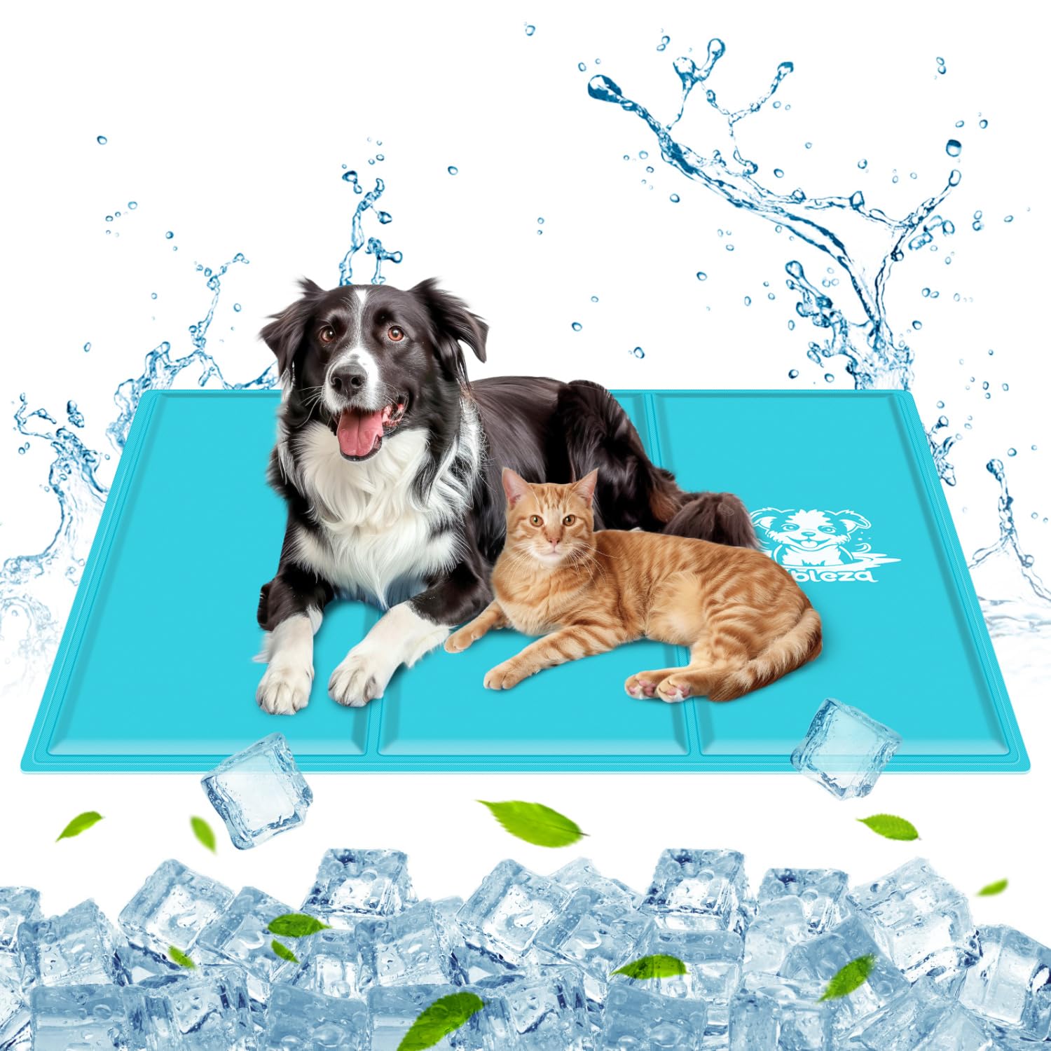 Nobleza Tappetino Refrigerante per Cani Gatti, 110x70cm Animali Tappetino Refrigerante in Gel Autoraffreddante, Azzurro, XL