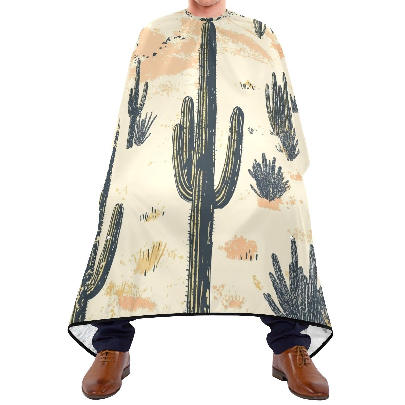 Desert Cactus Barber Cape Waterproof Polyester Hair Cutting Salon Cape Adjustable Neckline Hair Hair Cutting Beard Hairdressing Cape Accessories 55×64 Inch-image-46