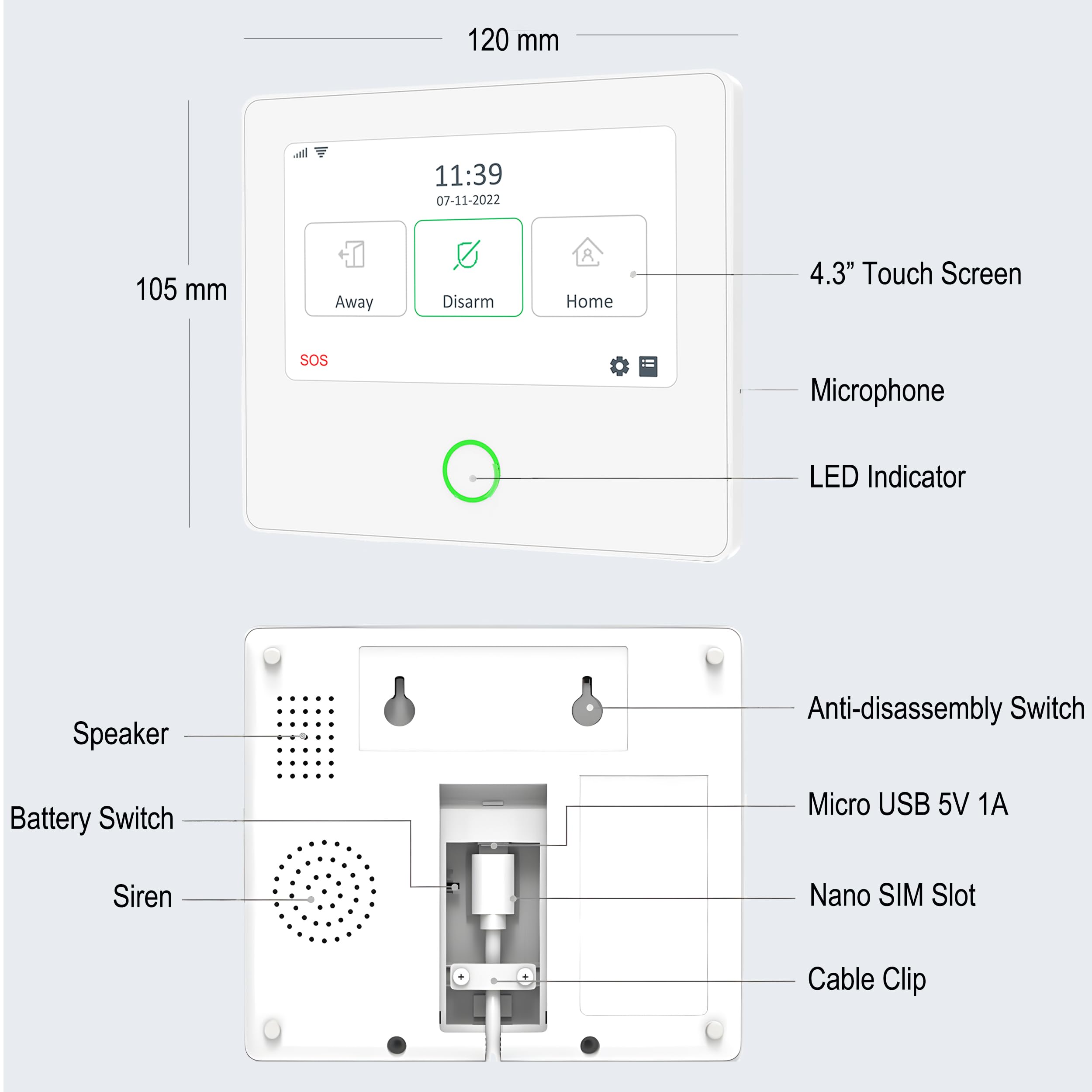 TECPEAK Sistema de Alarma doméstica inalámbrica, Kit de Alarma Soporte GSM/2G/3G/4G, Proporciona un Modo Altamente eficaz para Proteger tu hogar y Oficina