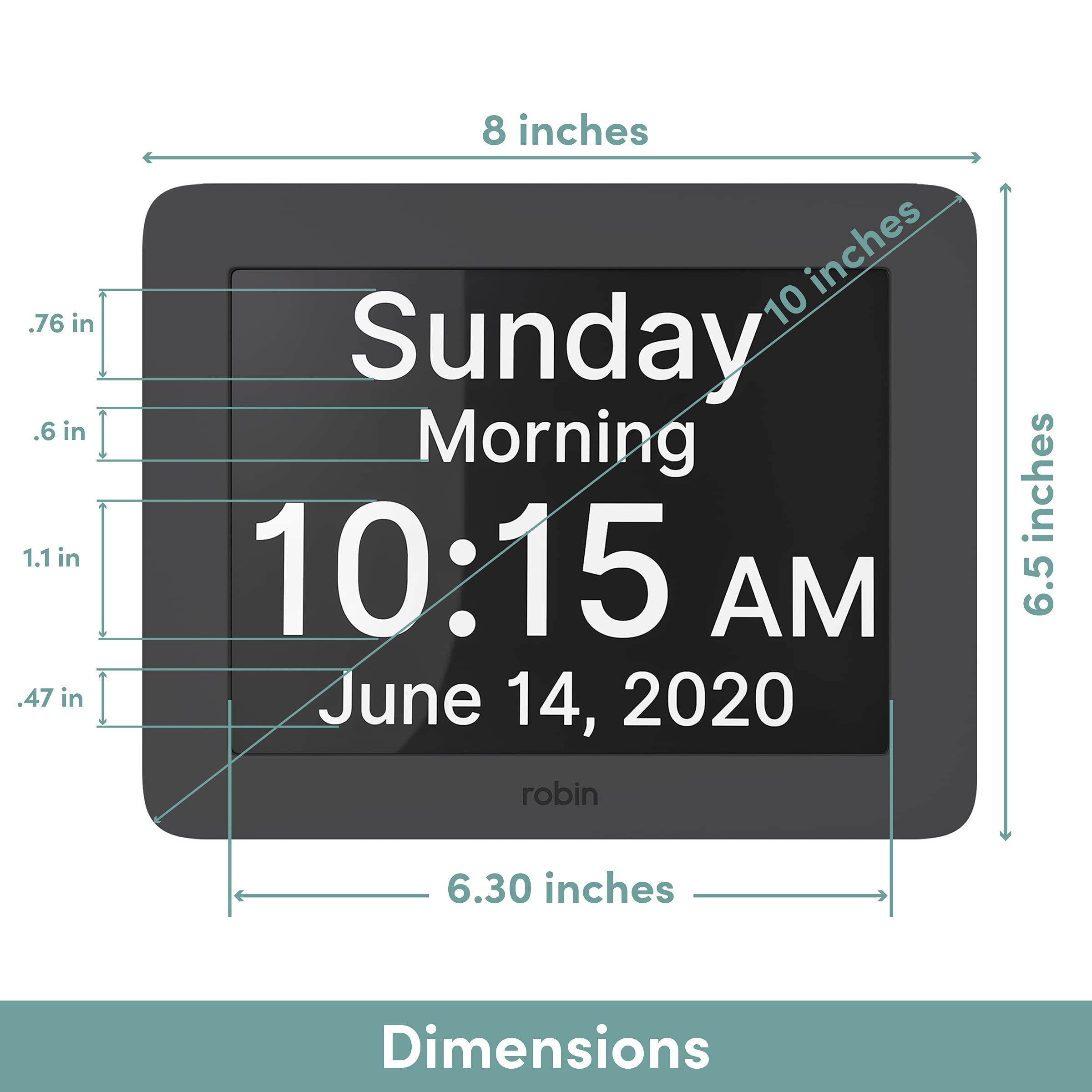 Robin, 2022 Version, Digital Day Clock 2.0 with Custom Alarms and