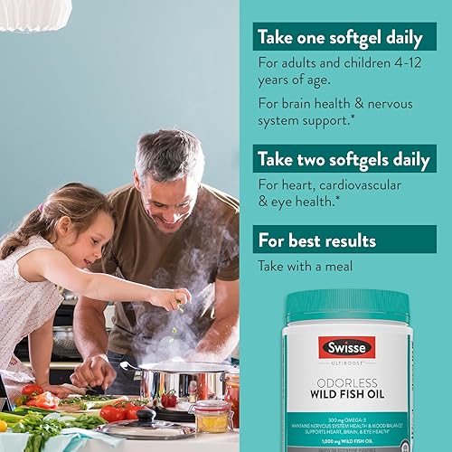 Miniatura 6 de Swisse Suplementos de aceite de pescado salvaje Omega 3 para mujeres y hombres 1000 mg cápsulas blandas Suplementos de aceite de pescado EPA DHA