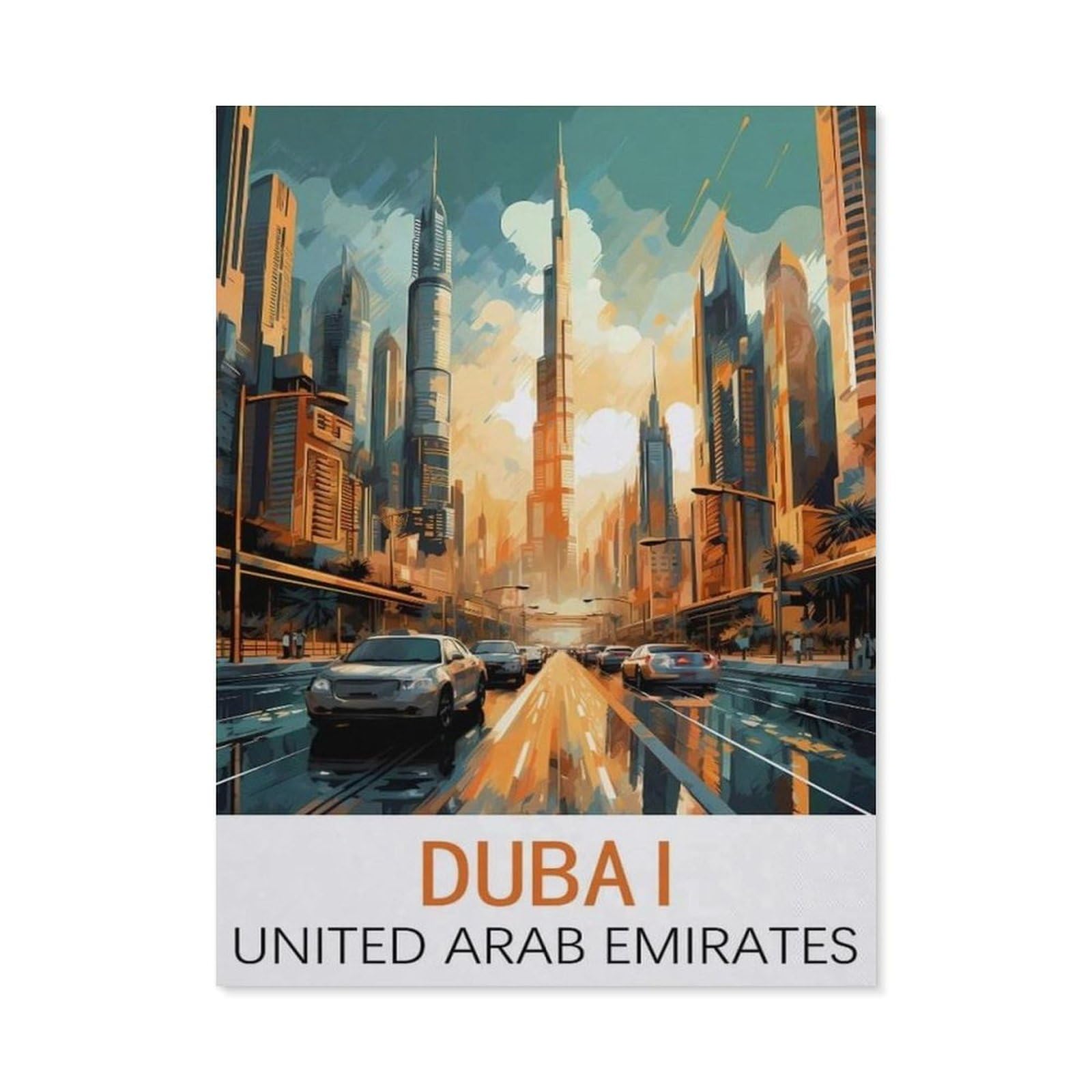 YYHMKBYY，Jigsaw Puzzle 1000 Pieces for Adults，Dubai United Arab Emirates Vintage Travel Poster，Teens Boys Girls Puzzles Difficult Thick Sturdy Pieces Challenging Puzzle for Party Games（38x26cm）-N31