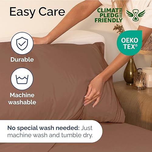 Vista 946 de Juego de sábanas de 4 piezas tamaño king, extrasuaves, transpirables y refrescantes con esquinas profundas, sábanas de fácil ajuste y sin arrugas