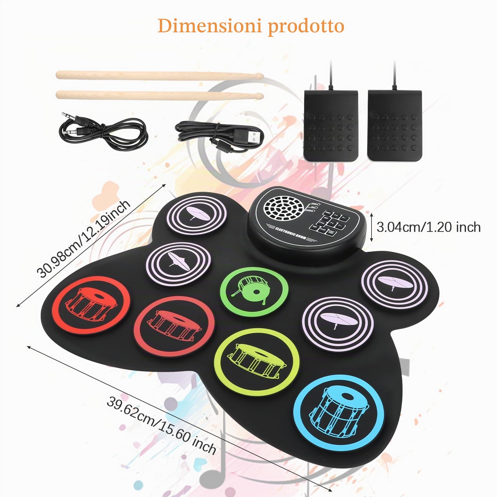 Batteria Elettronica per Adulti e Bambini - Strumento Musicale Professionale con Cuffie, Luci e Effetti Sonori - Ideale per Principianti ed Esperti
