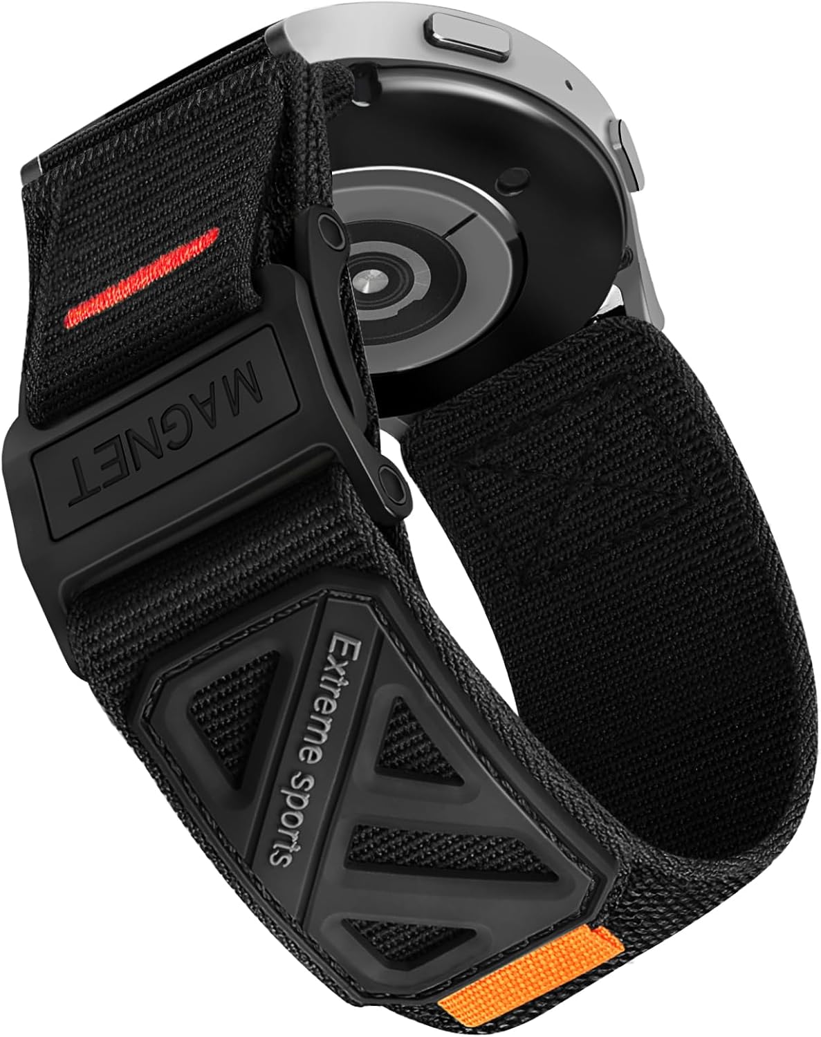Compatible with Samsung Galaxy Watch 7 6 5 4 FE Band 40mm 44mm/ Watch 6 4 Classic 47mm 43mm 42mm 46mm/5 Pro 45mm/Watch 3 Classic 41mm/Active 2, 20mm Nylon magnetic snap fastener Replacement Sports band for Men