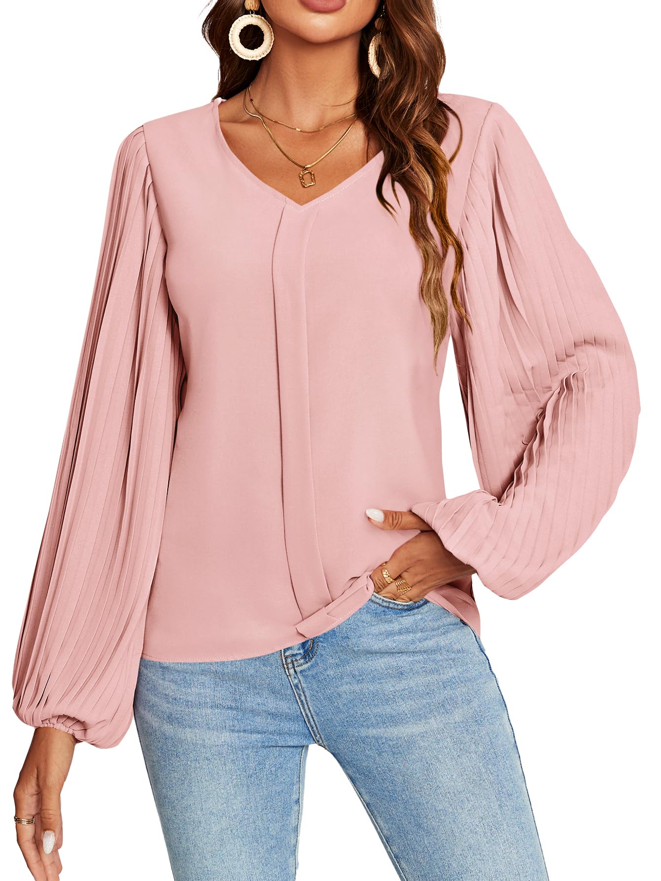 Women's Elegant V Neck Mesh Long Sleeve Loose Wide Leg Romper Cocktail Jumpsuits (Available in Plus Size)