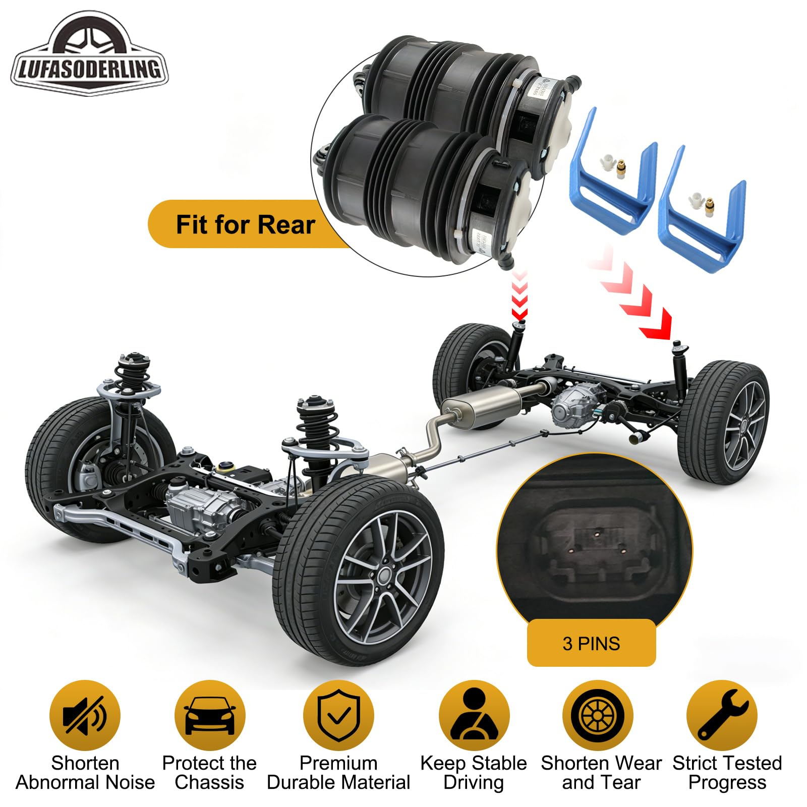W211 Luftbalg Hinten Kompatibel mit Mercedes-Benz W211 C219 CLS280 CLS300 CLS320 CLS350 CLS500 S211 E200 E230 E280 CDI E240 T E320 E350 2113200725 2113200825 2113201525 (2 Stück)