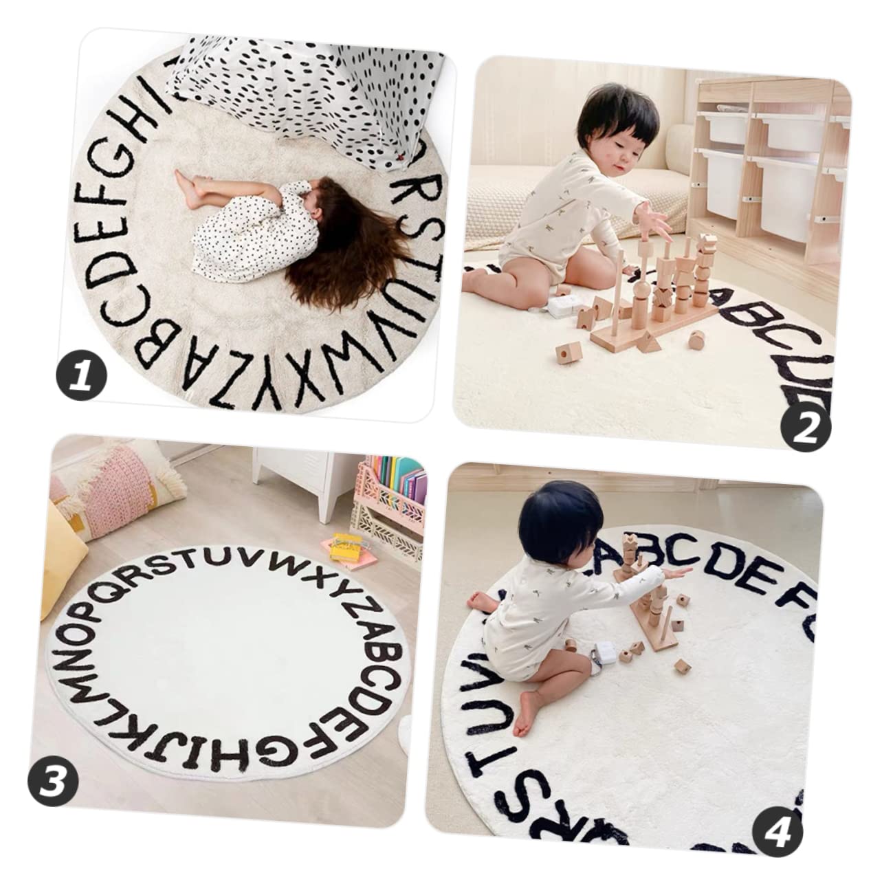 Levemolo Alfombra Diseño de Letras Dormitorio Infantil Redonda para Antideslizante Material de Poliéster Ligero y Clásico, Adecuado para Habitación o Hotel