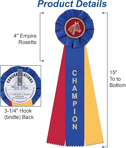 Miniatura 4 de Hodges Badge Company Champion & Reserve Champion Rosette Award - Juego de 2 cintas - Fabricado en Estados Unidos