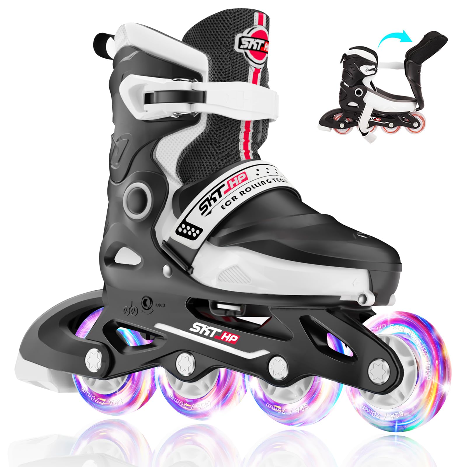 Kids Inline Skates for Girls Roller Blades Boys, Adjustable Inline Skates Kids Roller Blades with Light up Skate Wheels Fun Illuminating Beginner Skating Shoes