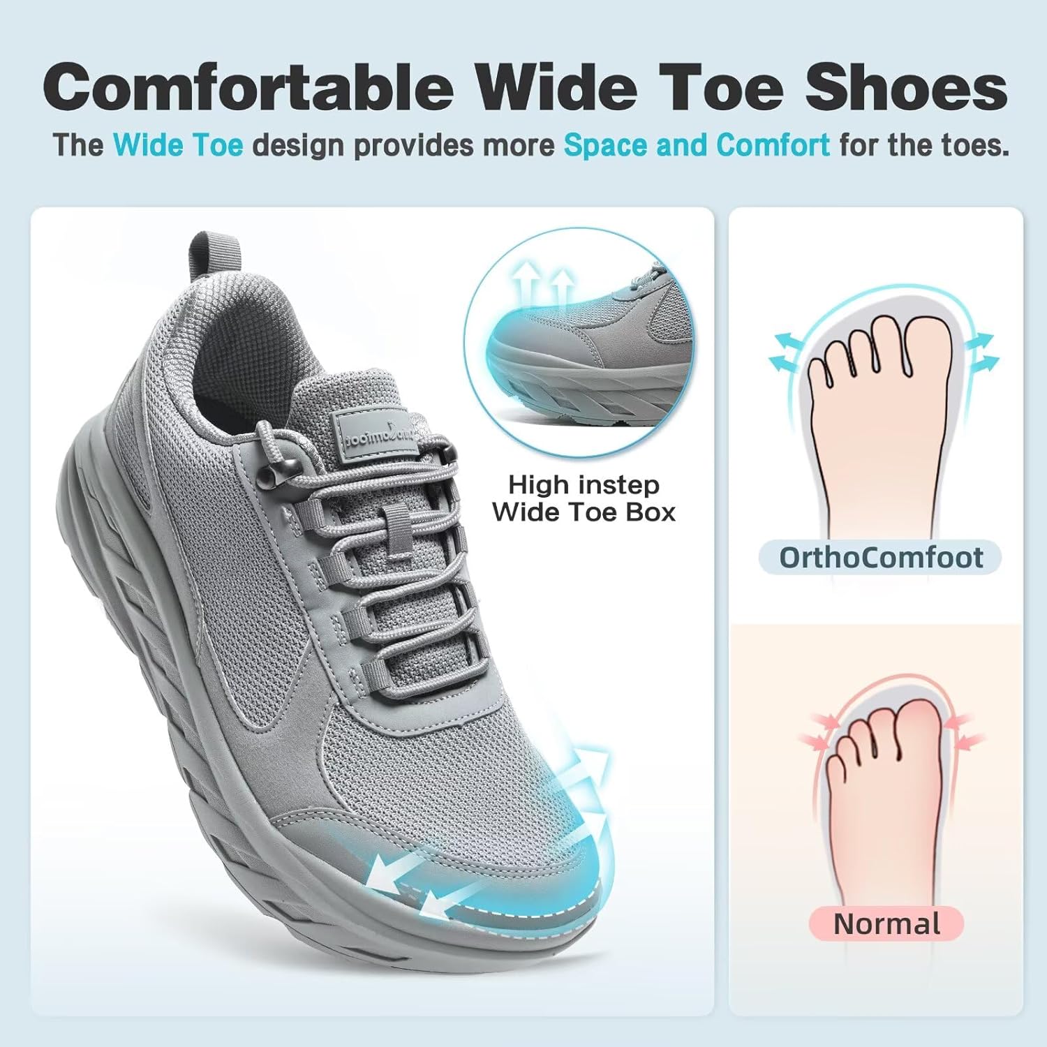 OrthoComfoot Men's Orthopedic Diabetic Wide Walking Shoes: Comfortable Plantar Fasciitis Fashion Sneakers with Arch Support for Swollen, Casual Hammer Toes Shoes for Foot and Heel Pain Relief - Image 3