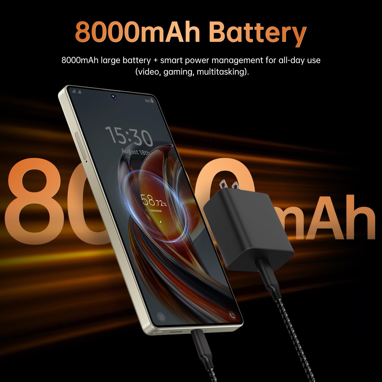 S26 Ultra Unlocked Smartphone, 7.3” 4K ULTRAHD Perforated Display, Snapdragon 8 Gen 4, 108MP+78MP Camera, 12GB+512GB, 8000mAh Battery, Built-in Pen, Dual SIM 5G (Orange) — view 8