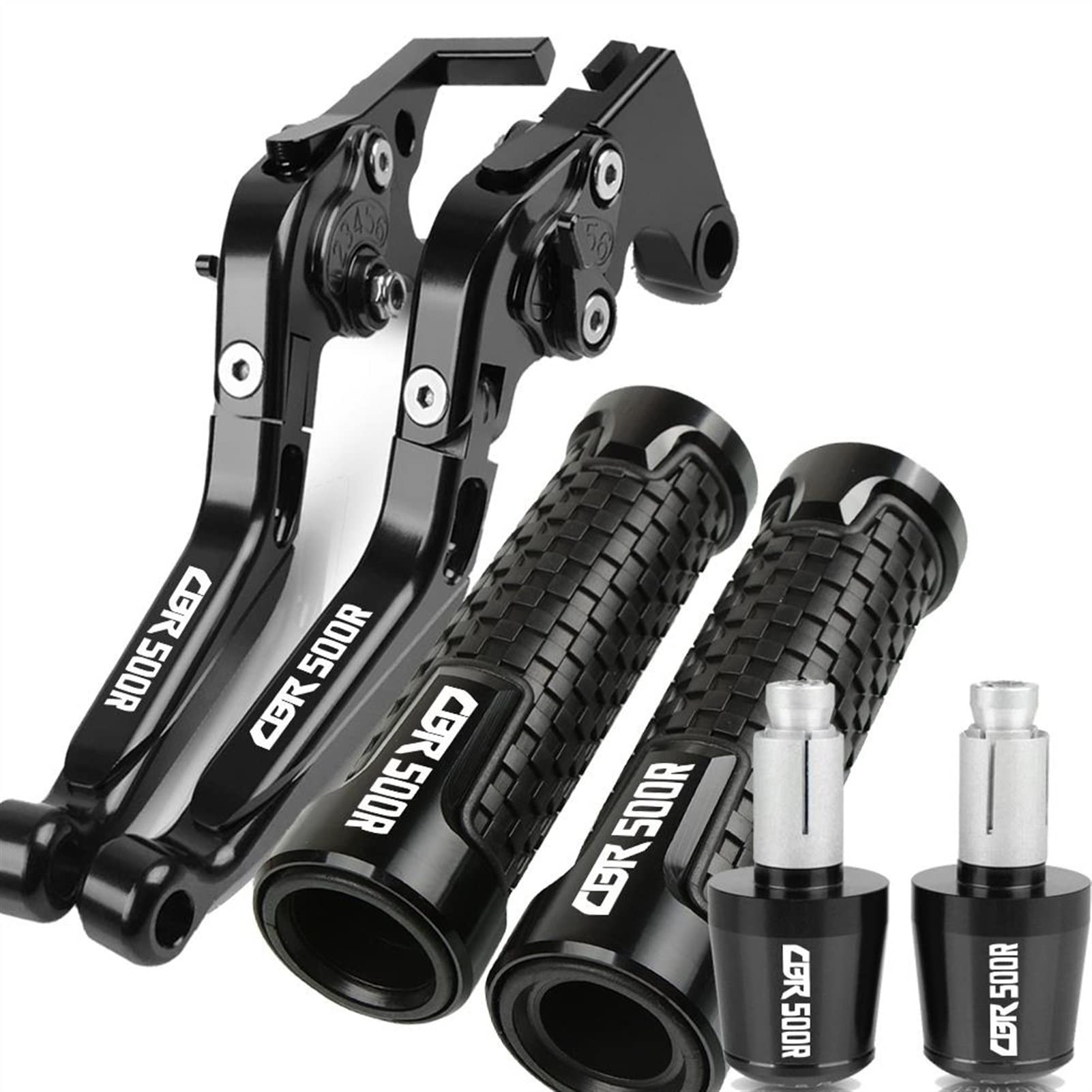 ISITAC Clutch Handle Motorcycle CNC Accessories Adjustable Folding Extendable with Logo Brake Clutch Levers Handlebar for Honda CBR500R CBR 500R 2013-2018 (Color : Black)