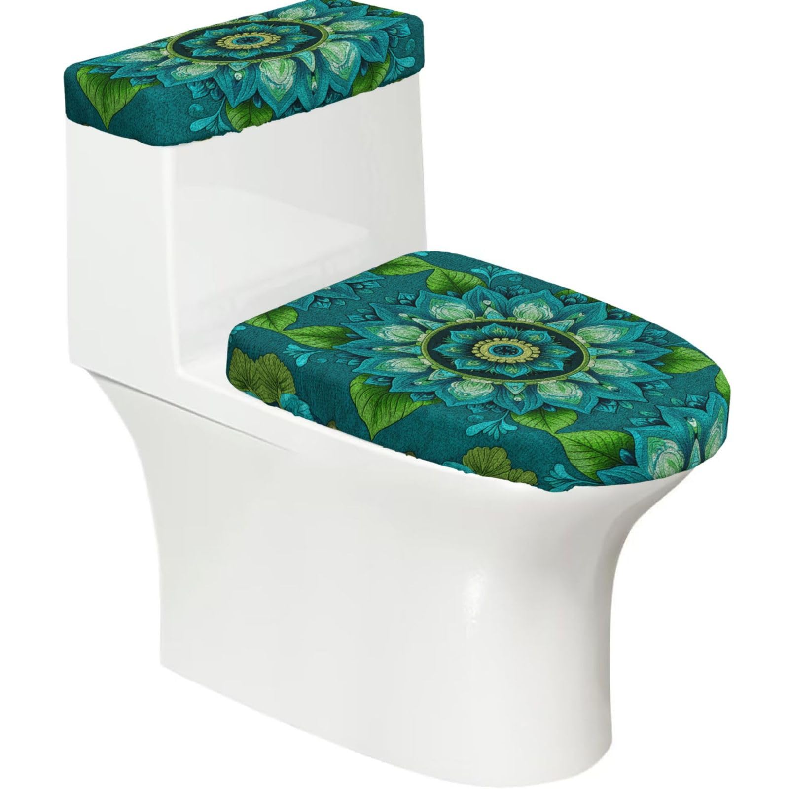 Duykimqw Black Clear Ripples Print Bathroom Toilet Lid Cover, Water Tank Covers