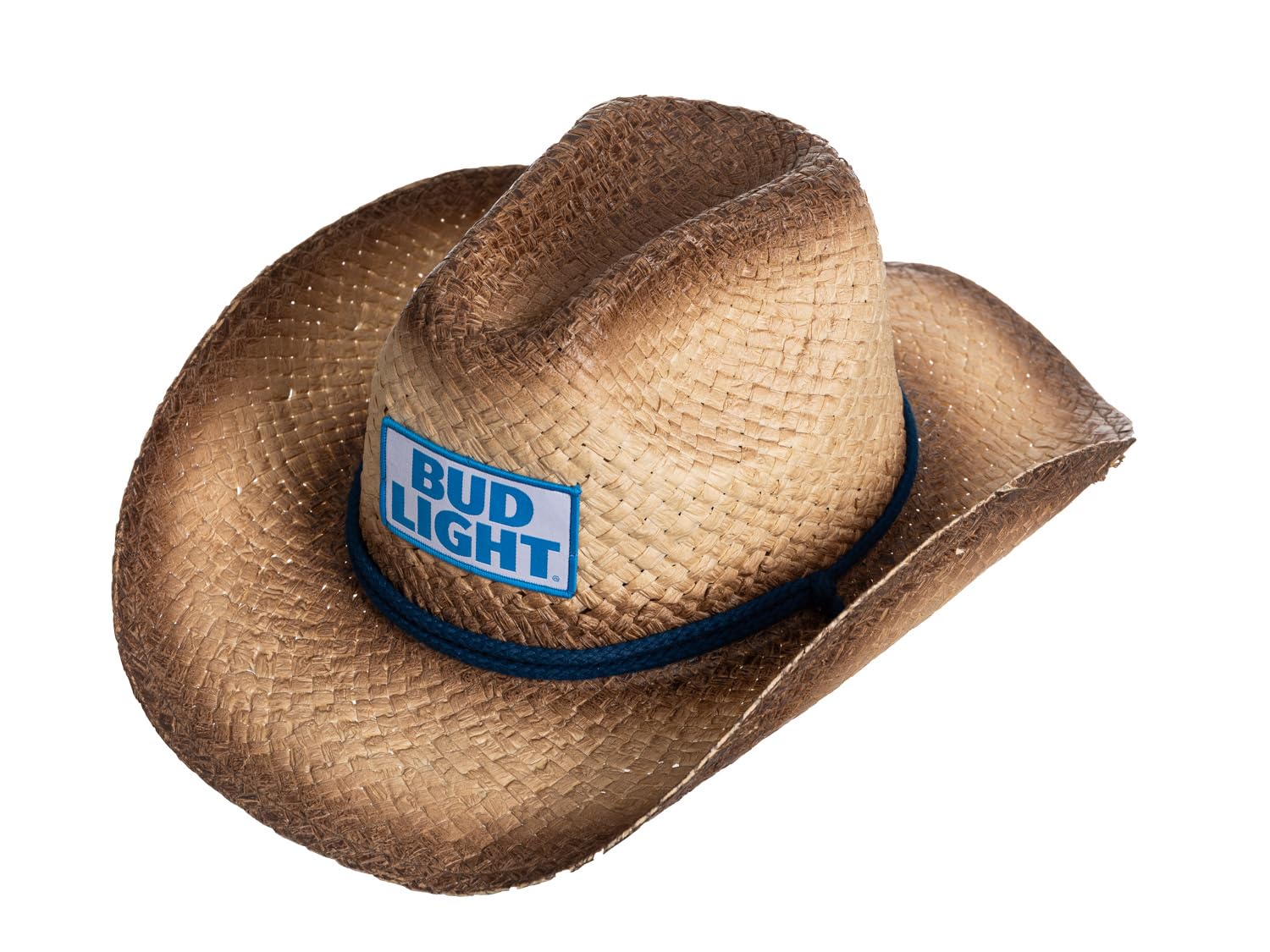 Calhoun Bud Light Logo Straw Beach Cowboy Hat with Curved Brim Tan