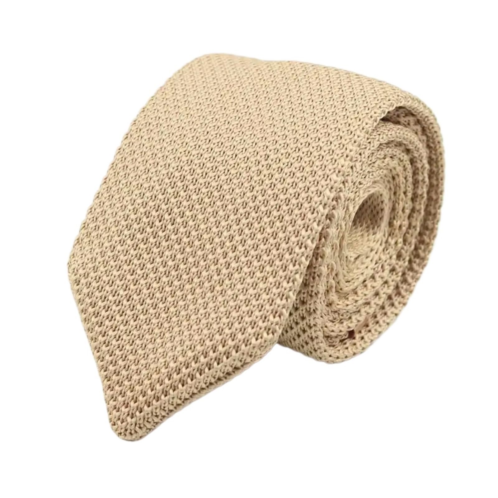 Giyxhu Men's Beige Ties 3Pcs Solid Color Tie Knit Knitted Ties Necktie Slim Classic Woven Cravate Narrow Neckties(Beige)