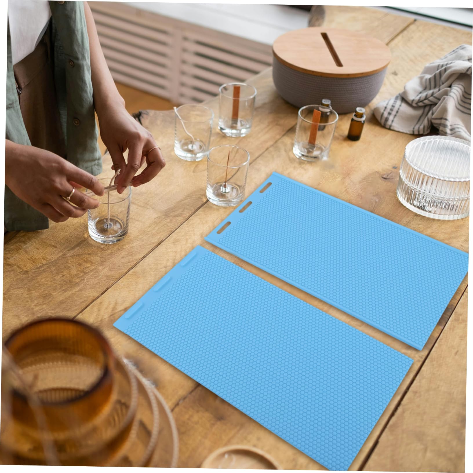 Stampo in Silicone per Fogli di Cera d Api, Riutilizzabile e Facile da Usare, per Apicoltura e Creazione di Candele, Blu