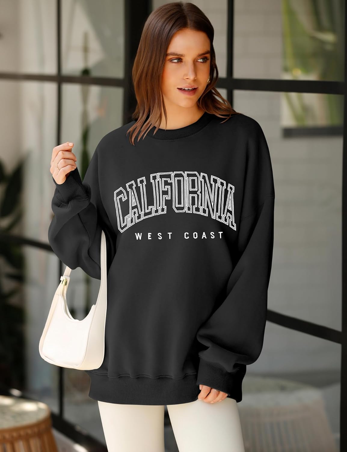 LOMON Oversized Sweatshirt for Women Crewneck Long Sleeve Casual Fleece Tops Graphic Hoodies Pullover Sweater - Image 2