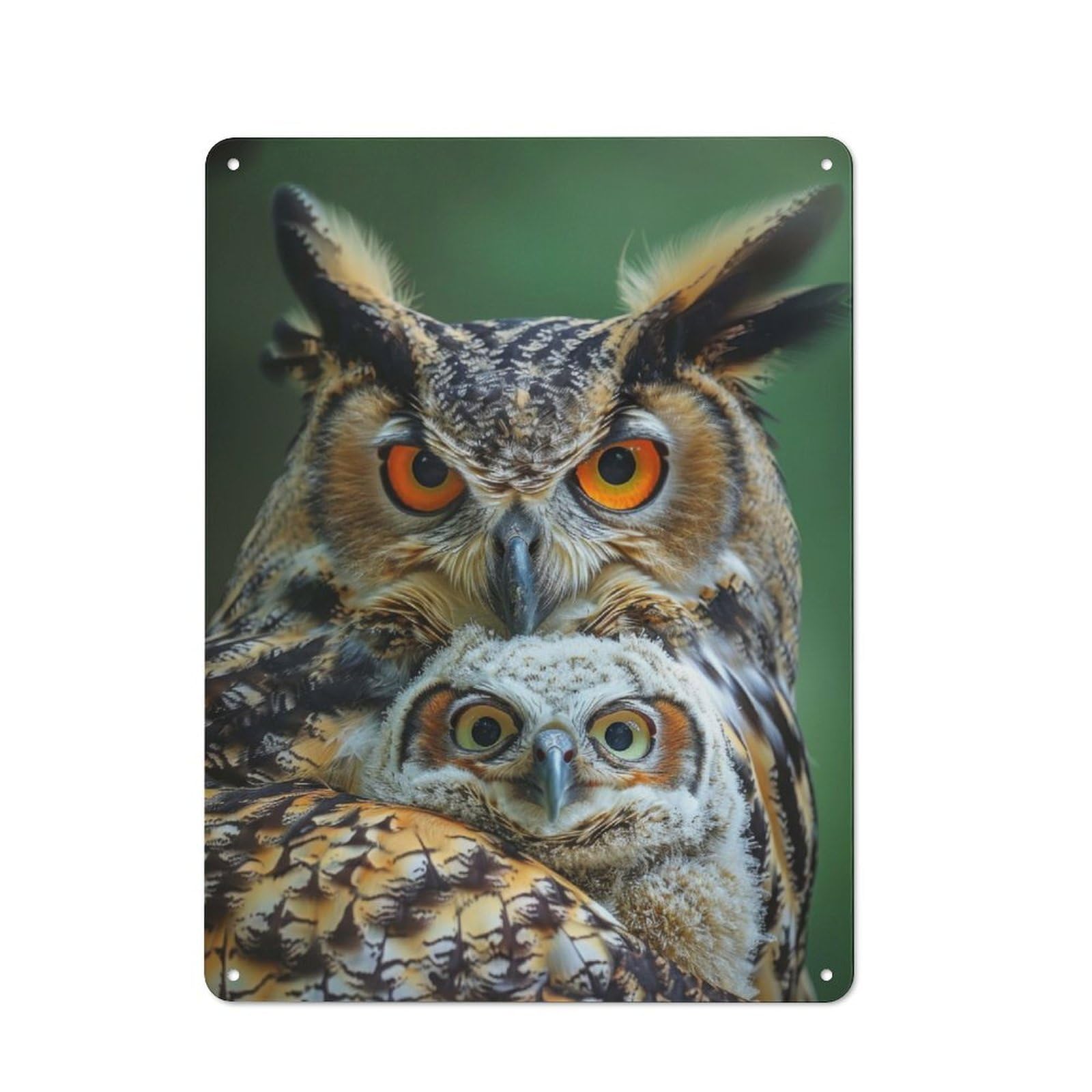 Vintage Metal Sign with Owl Animal Family Design 40x30cm, Vintage Bar Wall Plaque for Cafe, Pub, Workshop Or Home Bar