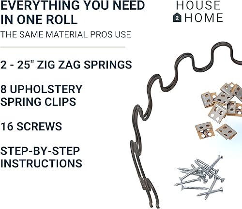 Miniatura 2 de House2Home Repuesto de resorte para tapicería de sofá de 25 pulgadas, kit de reparación de 2 paquetes para muebles, silla, sofá, incluye clips,