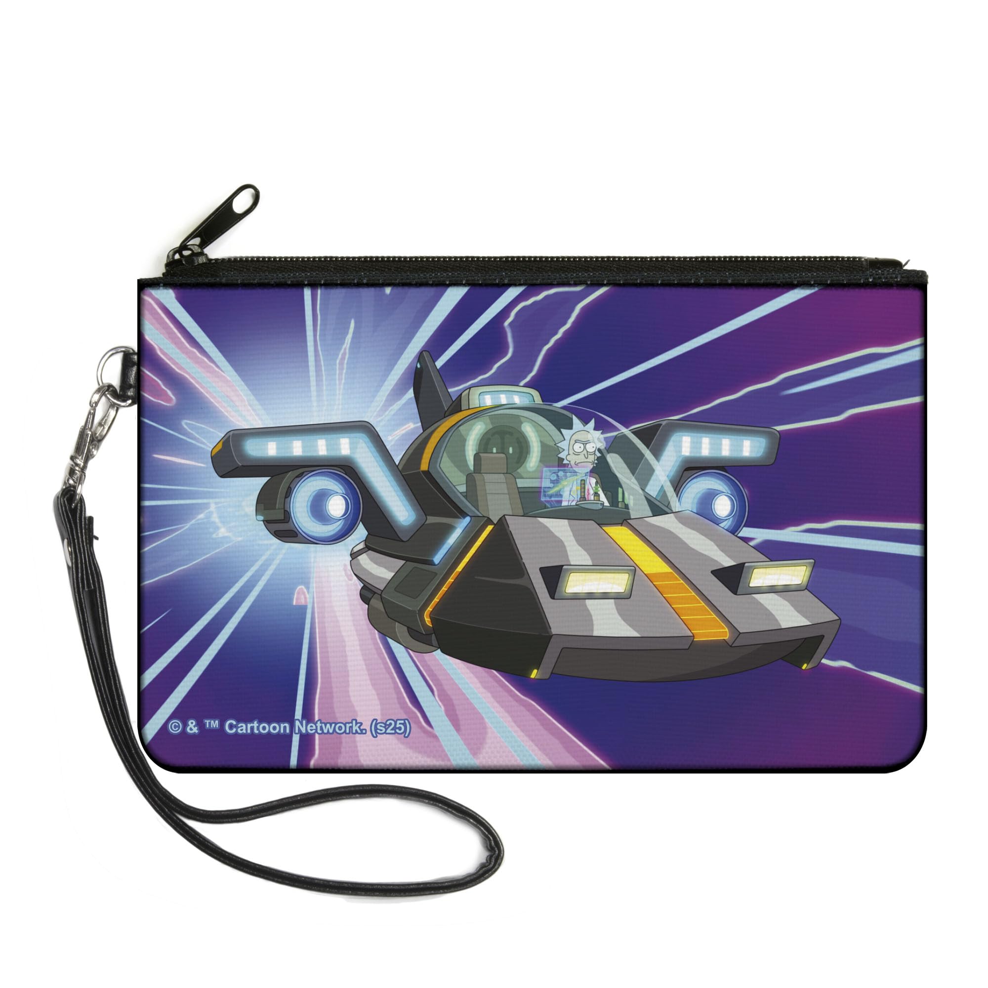 Buckle-Down Rick and Morty Wallet, Zip Clutch, Rick and Morty Rick Space Cruiser Pose Blues, Canvas