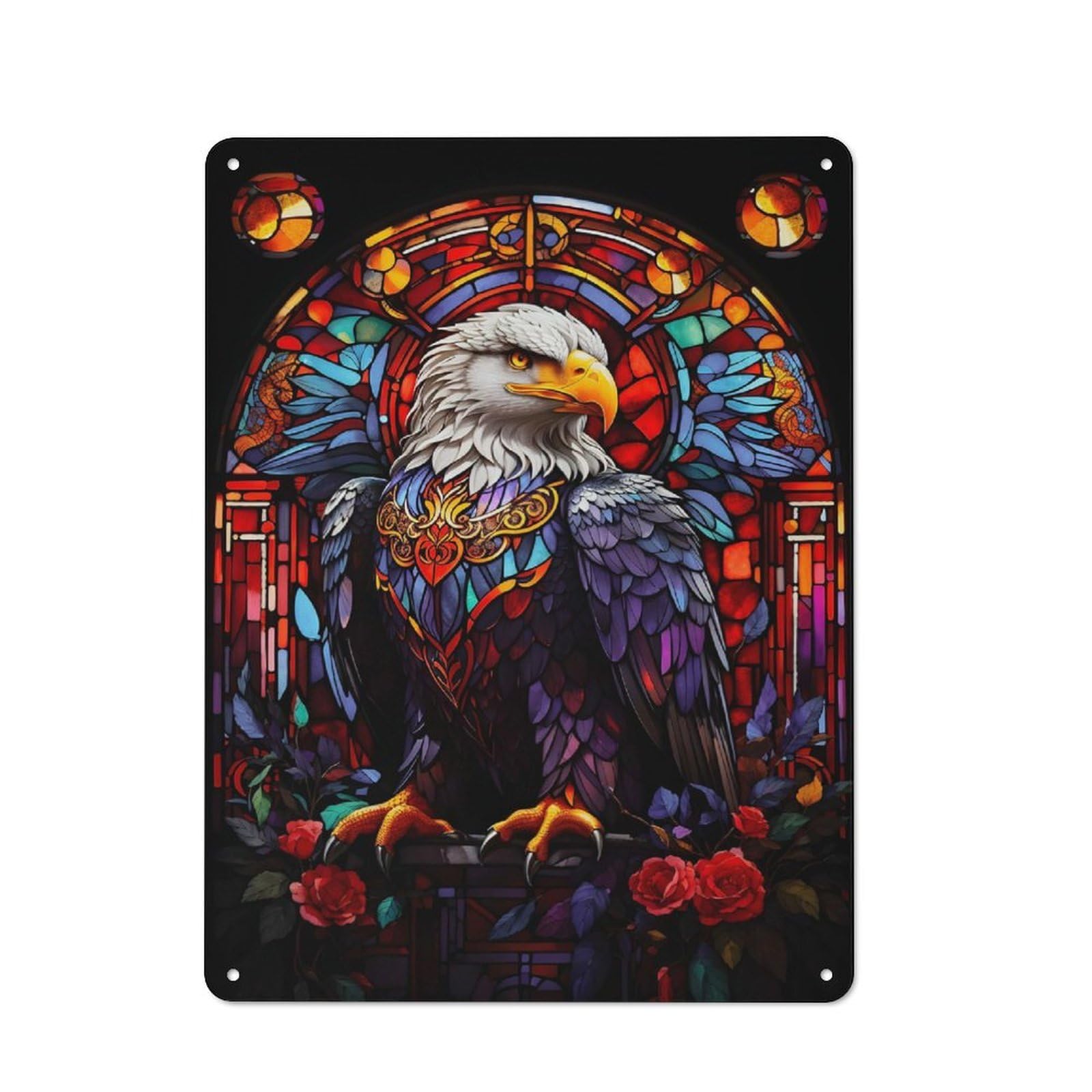 Junmoney Eagle Colorful Abstract Urban Decorative Metal Plaque 40X30cm Featuring Loft Wall Plaque For Loft, Studio, Office Or Creative Room
