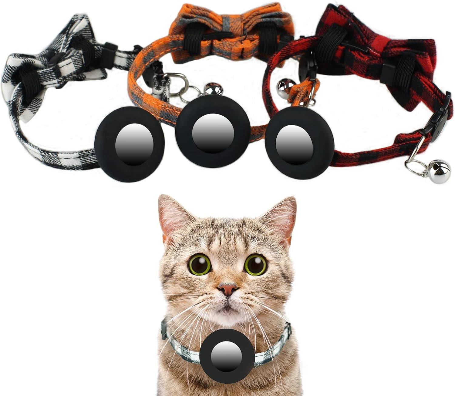 Airtag Cat Collar, Cat Collars with Bow Tie and Bell 3