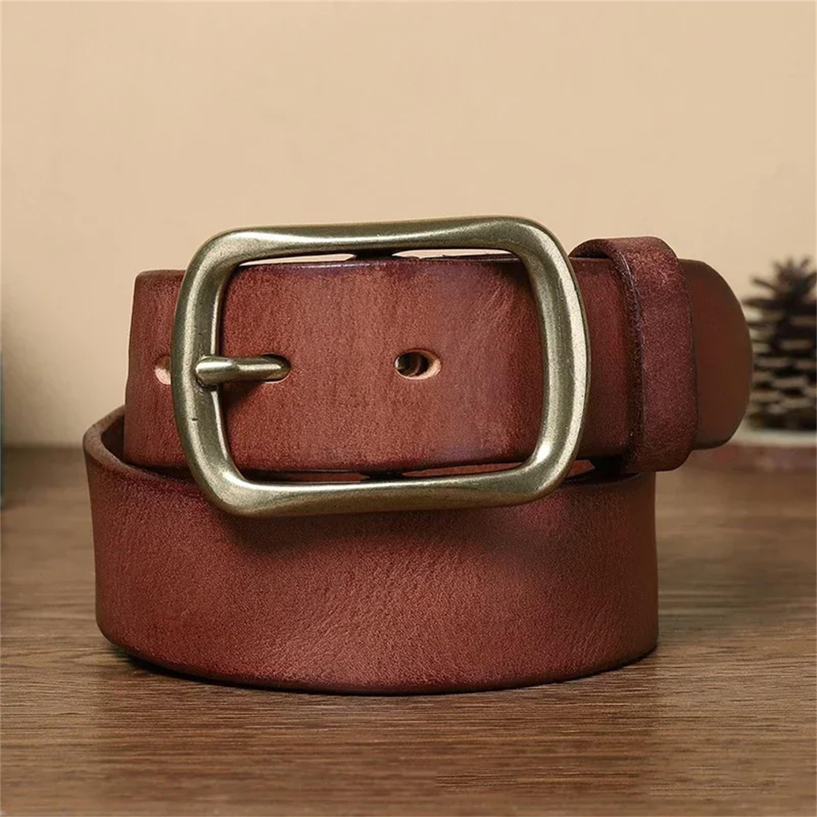 Ceintures en cuir véritable for hommes, avec boucle en cuivre, for jeans et affaires