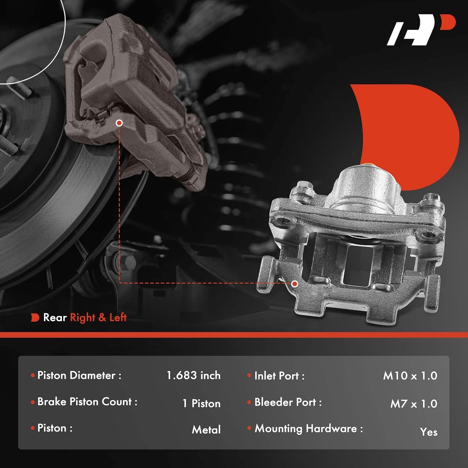 A-Premium Disc Brake Caliper Assembly with Bracket Compatible with Infiniti and Nissan Models - Murano, Quest, Pathfinder, 370Z, G25, G37, JX35, M35, M35h, M37, M45, M56, Q40, Q50 - Rear Side