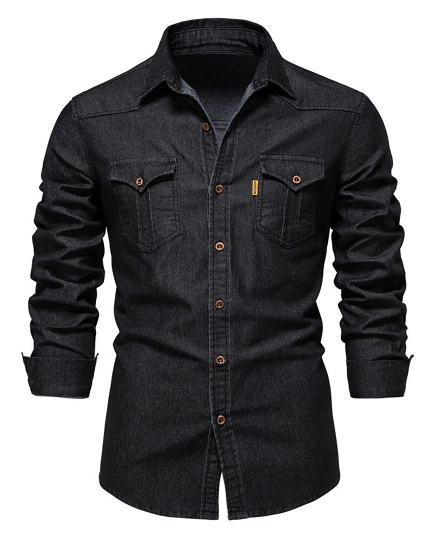 Uomo Camicia a Denim Camicie Regolare Classiche a Maniche Lunghe Casual Cotone Camicie Classiche da Cerimonia Business con Tasca