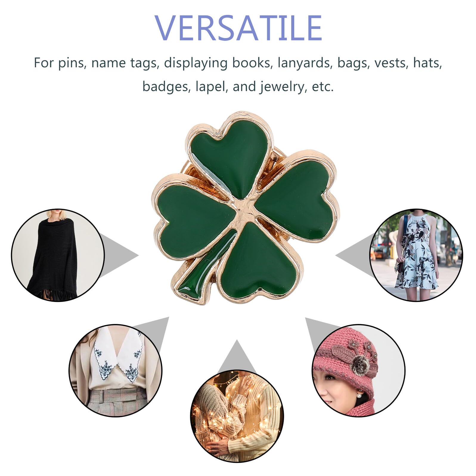 Prendedores Pack de 4 Vintage de Trébol de Cuatro Hojas Esmaltados Verdes Aleación Resistente y Detalle Fino para Fiesta y Regalos en Diversas Ocasiones