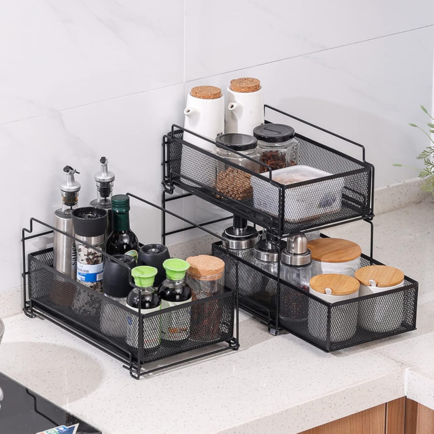 Pull-Out Storage Organization, Multifunctional Countertop Under Si