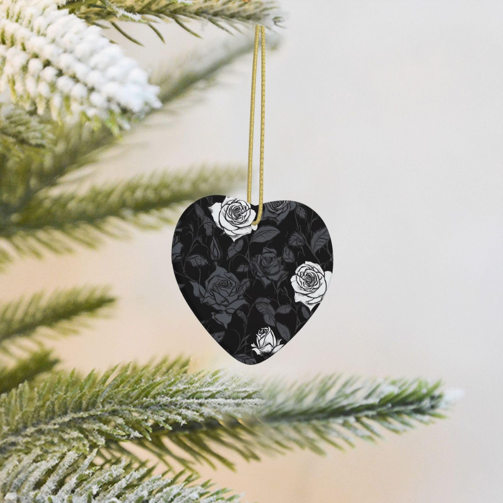 2025 Christmas Tree Decoration Hanging Heart Ornament Rose Gothic Ceramic Ornaments Christmas Tree Decorations Round Pendants for Xmas Tree Winter New Year Party Supplies