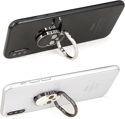 Miniatura 2 de homEdge Anillo de agarre de calavera para teléfono celular, juego de 2 paquetes de soporte ajustable de 360, adecuado para soporte magnético de