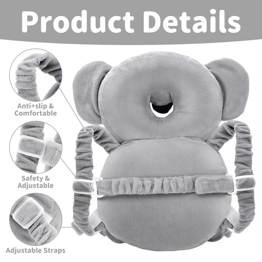 Protector de Cabeza para Bebé Koala, Mochila Anticaídas Ajustable con Rodilleras y Calcetines Antideslizantes, Protector de Cabeza para Bebe, Protección para Gateo y Primeros Pasos 6–24 Meses