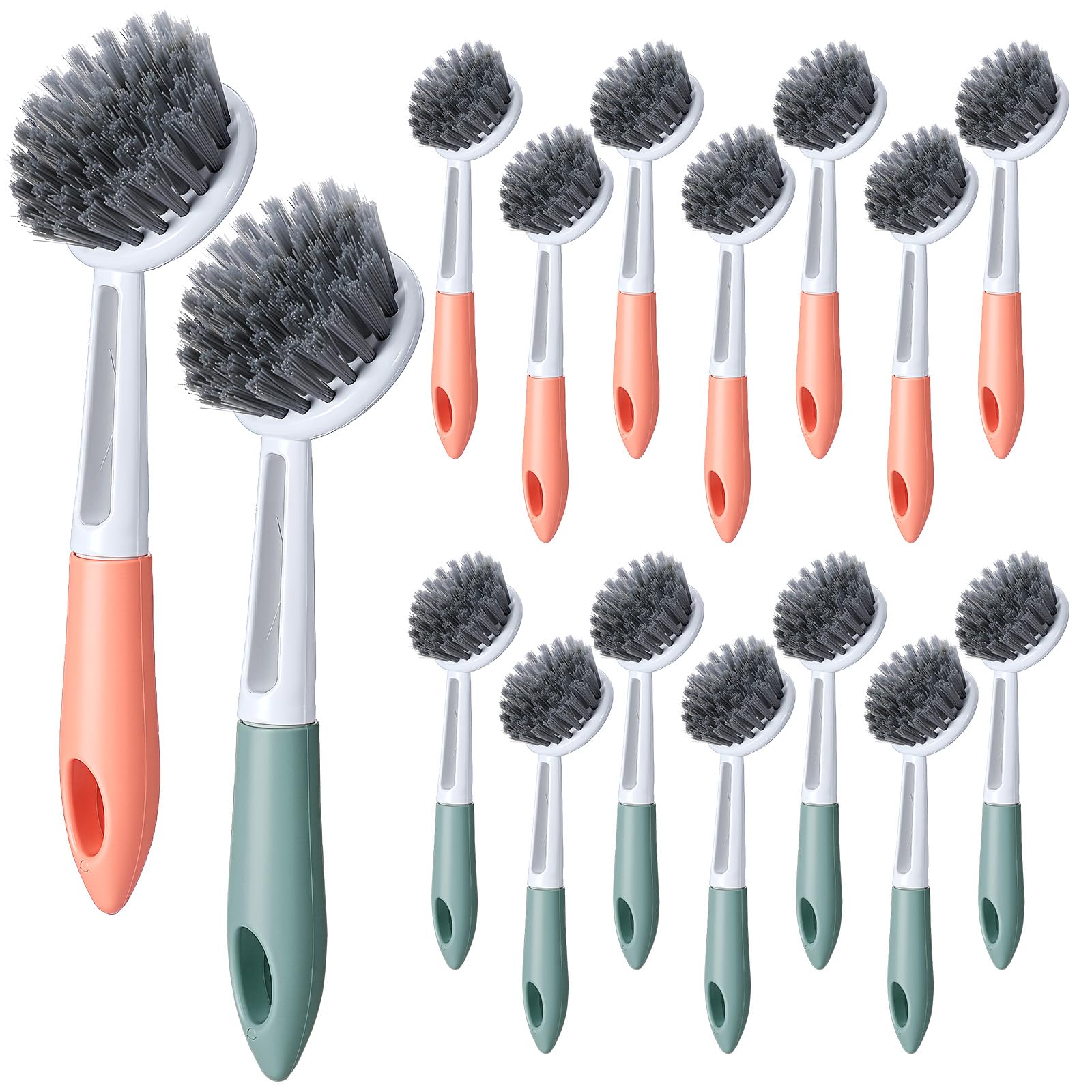 Photo 1 of 16 Pack Kitchen Scrub Dish Brush with Long Handle Dish Scrubber with Stiff Bristles Scrub Brushes for Housekeeping for Pots and Pans, Kitchen Sink, Multicolor