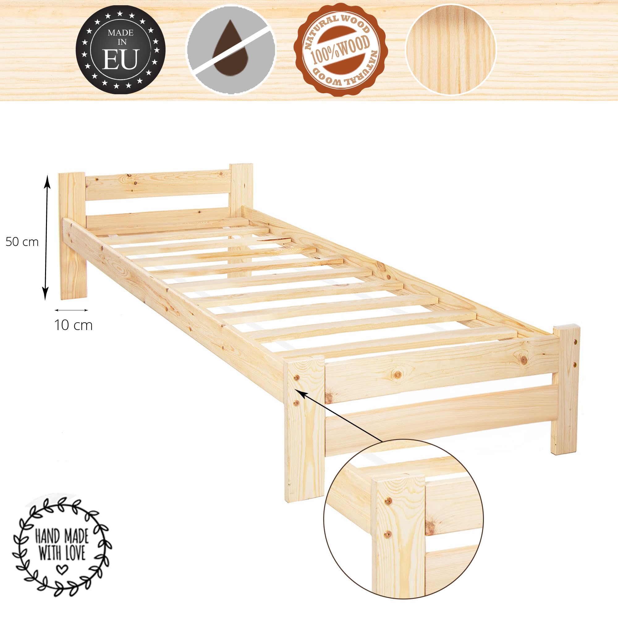 Rete Letto Tauro 22914 90x200cm | 28 Doghe Legno 7 Zone | Testiera Regolabile Beige