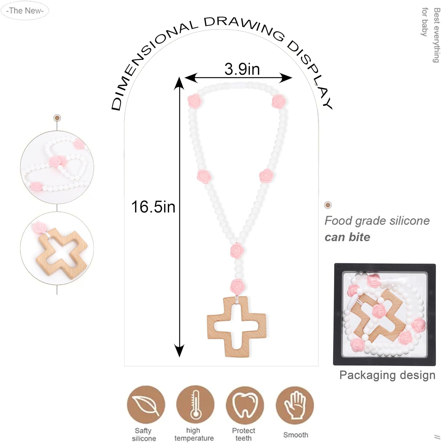 WAOUH Cross Silicone Rosary - My First Rosary with a Cross, Floral Silicone Beads Baptism Gift, Catholic Children's First Silicone Rosary, Christian Communion Chewy Rosary