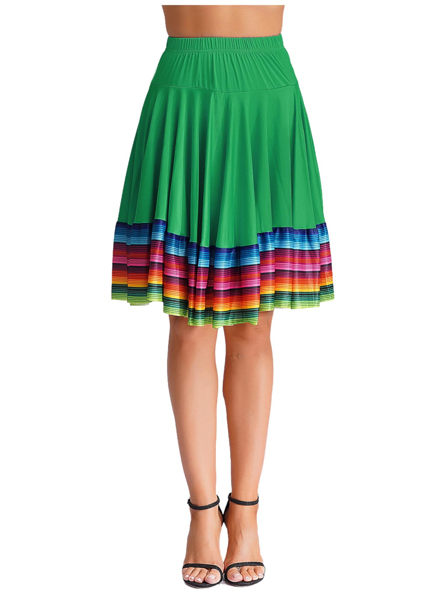 JanJean Women Folklorico Dance Skirts Spanish Swing Skirt Mexican Flamenco Folk Dance Performance